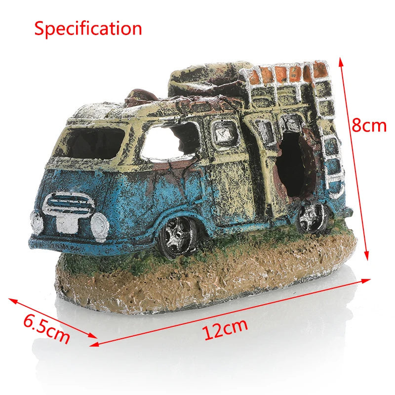 Resin Old Car Aquarium Ornament – Decorative Shelter for Freshwater and Saltwater Tanks