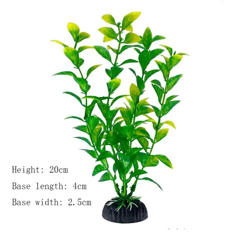 Artificial Underwater Aquarium Plant – Plastic Aquatic Shrub with Resin Base for Fish Tank Decoration
