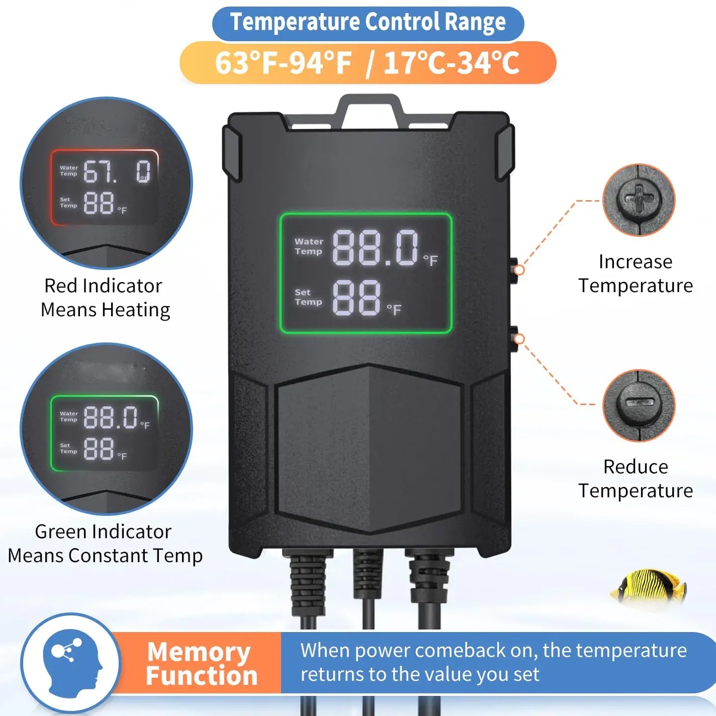 1000W Submersible Aquarium Heater – Ideal for 1600–2000 Gallon Tanks