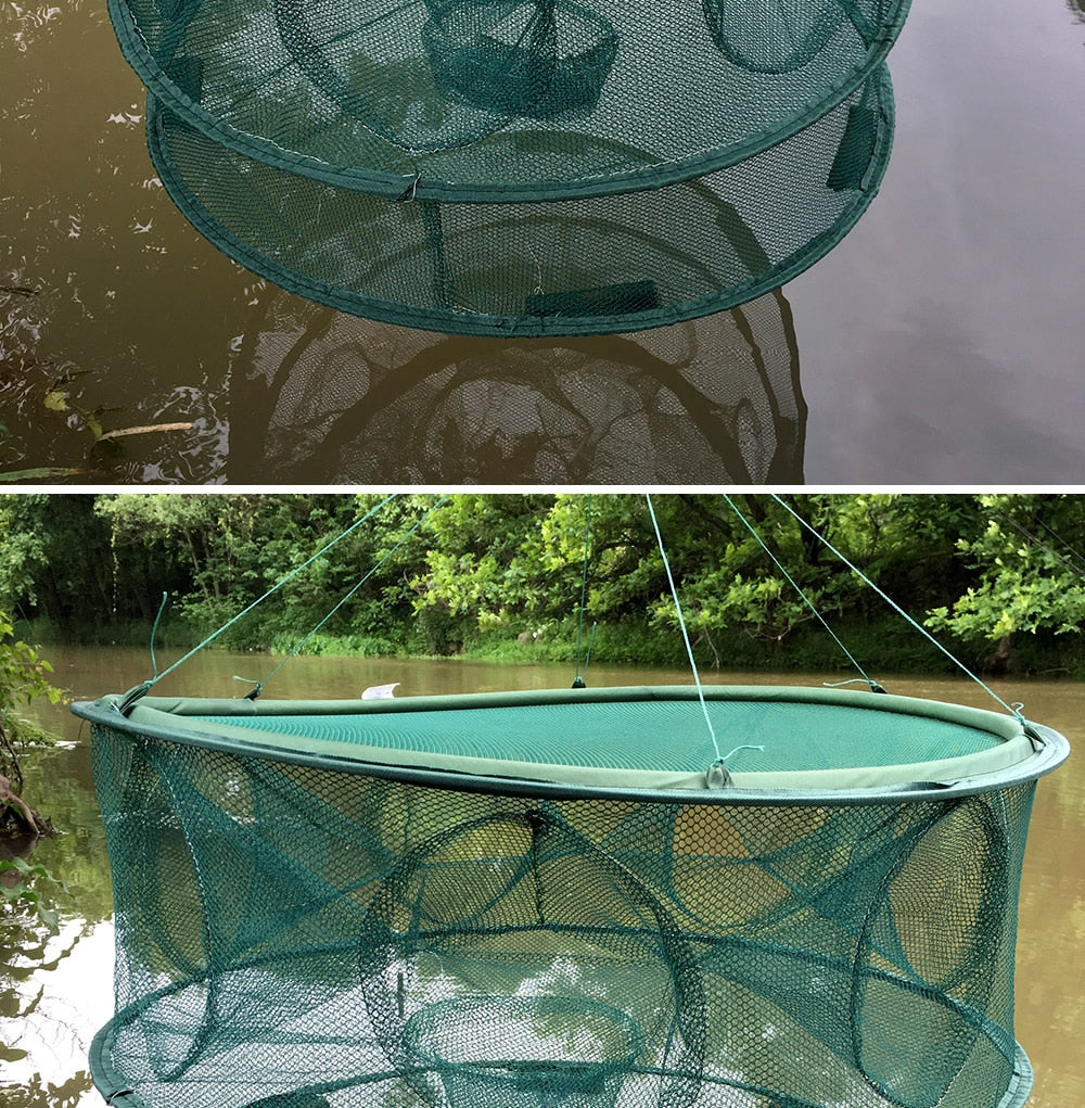 Cheap Aluminum Fishing Net Cage Foldable Floating Wire Fish Basket