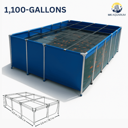 MK 1100 Gallon Heavy-Duty Above Ground Fish Pond, Aquaculture & Fish Breeding Tank, Large Aquarium (118.1 x 78.7 x 27.6 in)