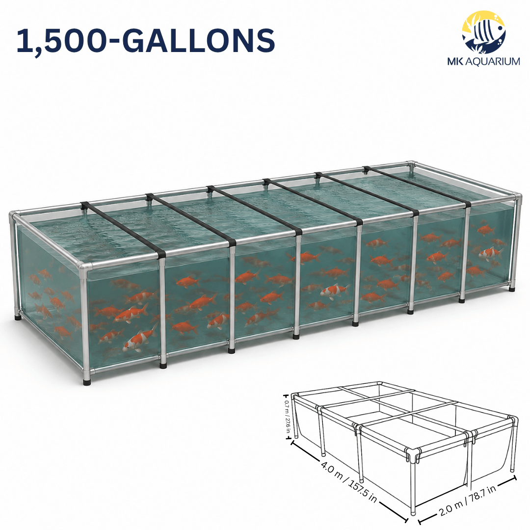 MK 1500 Gallon Heavy-Duty Above Ground Fish Pond, All-Clear Koi & Aquaculture Tank, Large Aquarium (157.5 x 78.7 x 27.6 in)