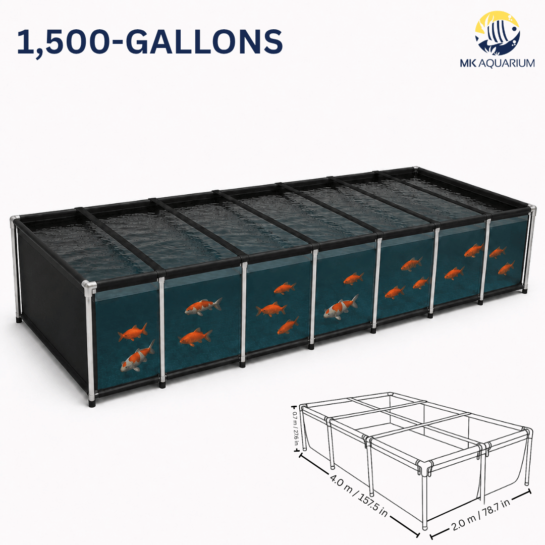 MK 1500 Gallon Heavy-Duty Above Ground Fish Pond, Aquaculture & Fish Breeding Tank, Large Aquarium (157.5 x 78.7 x 27.6 in)