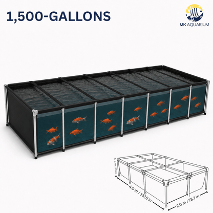 MK 1500 Gallon Heavy-Duty Above Ground Fish Pond, Aquaculture & Fish Breeding Tank, Large Aquarium (157.5 x 78.7 x 27.6 in)
