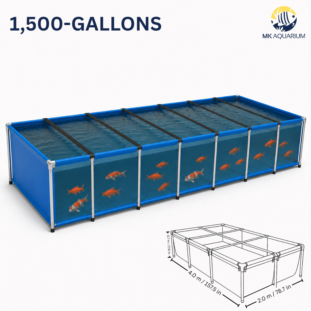 MK 1500 Gallon Heavy-Duty Above Ground Fish Pond, Aquaculture & Fish Breeding Tank, Large Aquarium (157.5 x 78.7 x 27.6 in)