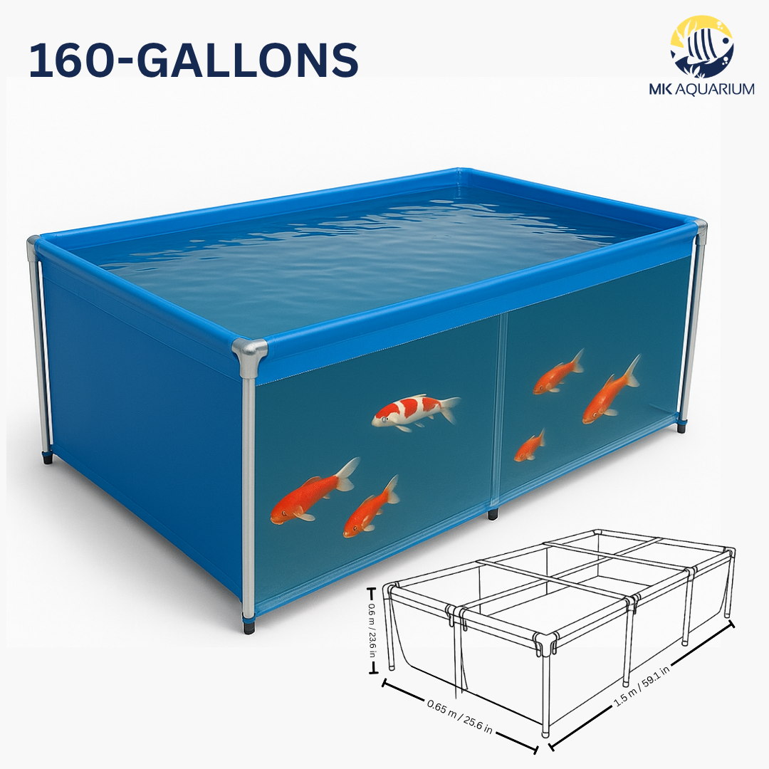 MK 160 Gallon Heavy-Duty Above Ground Fish Pond, Aquaculture & Fish Breeding Tank, Large Aquarium (59.1 x 25.6 x 23.6 in)