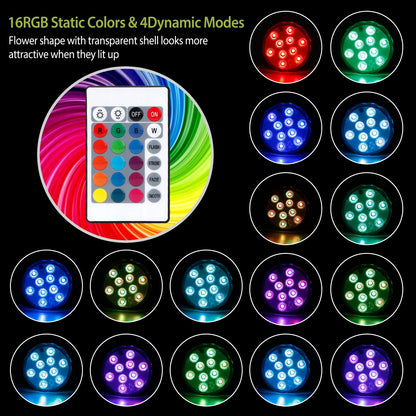4-Pack Submersible RGB LED Lights with Remote Control
