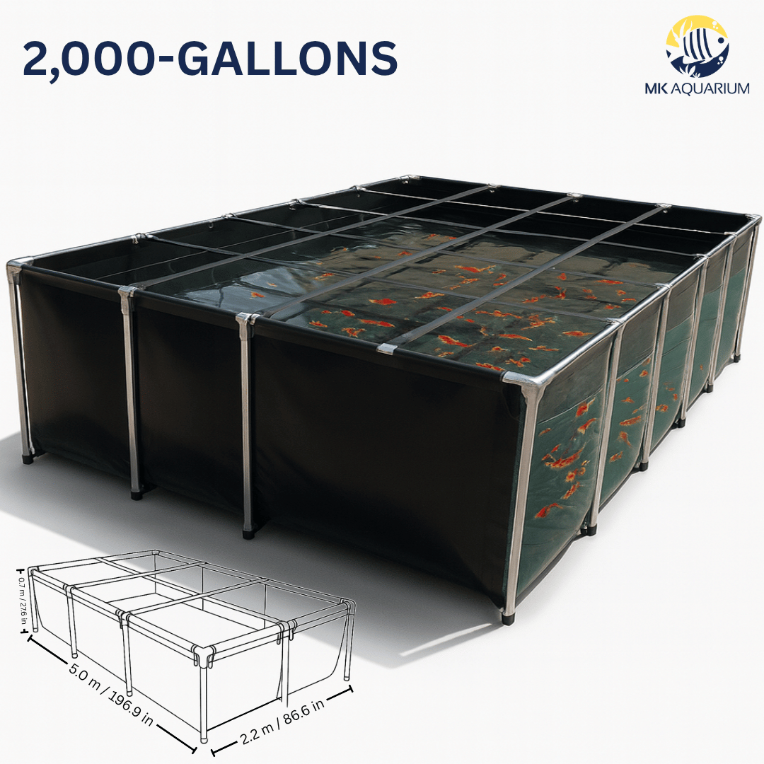 MK 2000 Gallon Heavy-Duty Above Ground Fish Pond, Aquaculture & Fish Breeding Tank, Large Aquarium (196.9 x 86.6 x 27.6 in)