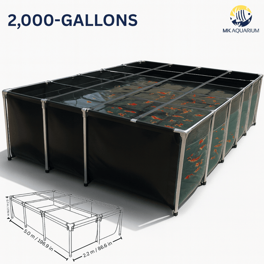 MK 2000 Gallon Heavy-Duty Above Ground Fish Pond, Aquaculture & Fish Breeding Tank, Large Aquarium (196.9 x 86.6 x 27.6 in)