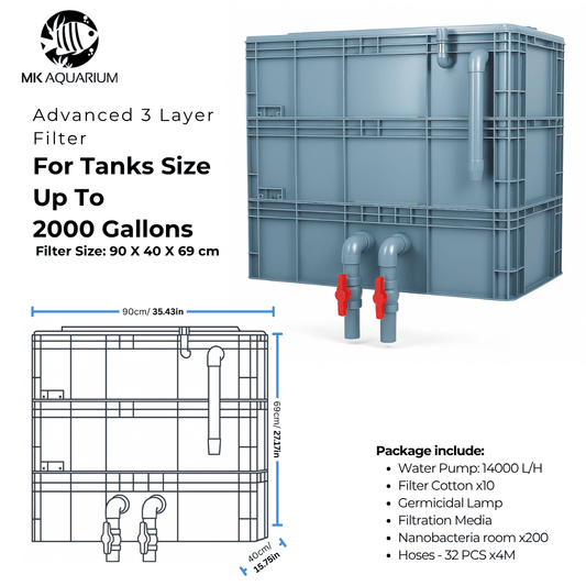 Extra Large Advanced Canister Layer Box Filter for Up To 2000 Gallons Koi Fish Ponds and Aquaculture Fish Tanks