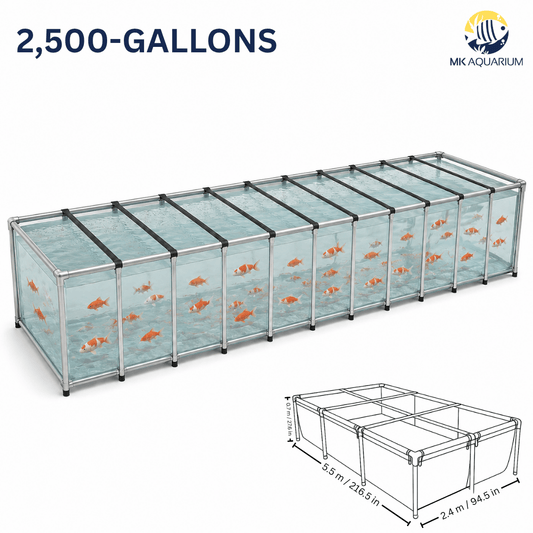 MK 2500 Gallon Heavy-Duty Above Ground Fish Pond, All-Clear Koi & Aquaculture Tank, Large Aquarium (216.5 x 94.5 x 27.6 in)