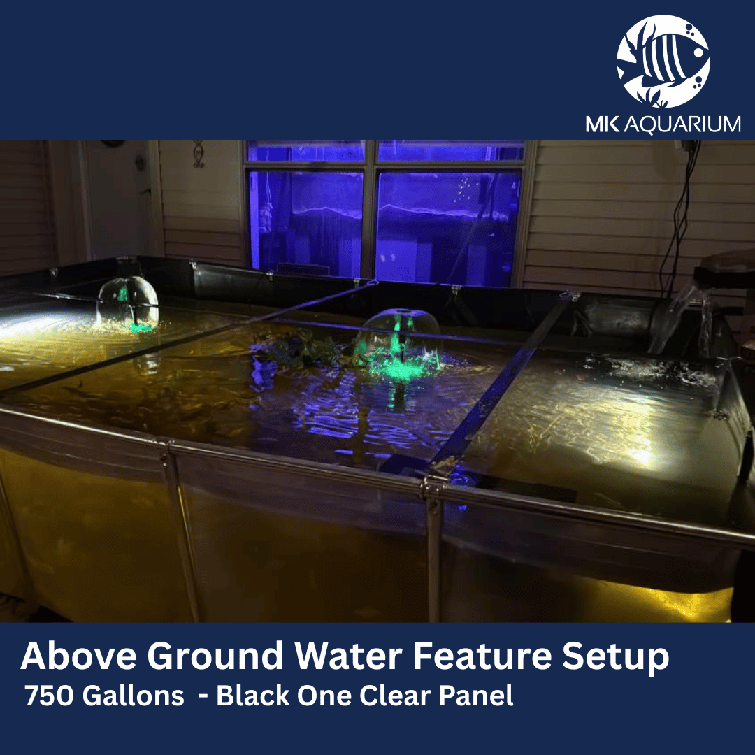 MK 1100 Gallon Clear Sides Above Ground Fish Pond, Koi & Aquaculture Tank, Large Aquarium (118.1 x 78.7 x 27.6 in)