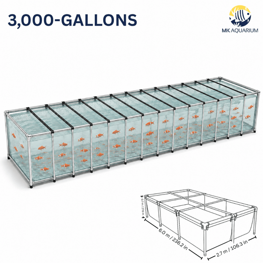 MK 3000 Gallon Heavy-Duty Above Ground Fish Pond, All-Clear Koi & Aquaculture Tank, Large Aquarium (236.2 x 106.3 x 27.6 in)