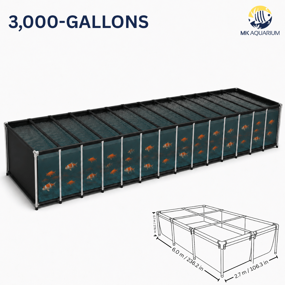 MK 3000 Gallon Heavy-Duty Above Ground Fish Pond, Aquaculture & Fish Breeding Tank, Large Aquarium (236.2 x 106.3 x 27.6 in)