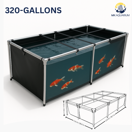 MK 320 Gallon Heavy-Duty Above Ground Fish Pond, Aquaculture & Fish Breeding Tank, Large Aquarium (78.7 x 39.4 x 23.6 in)
