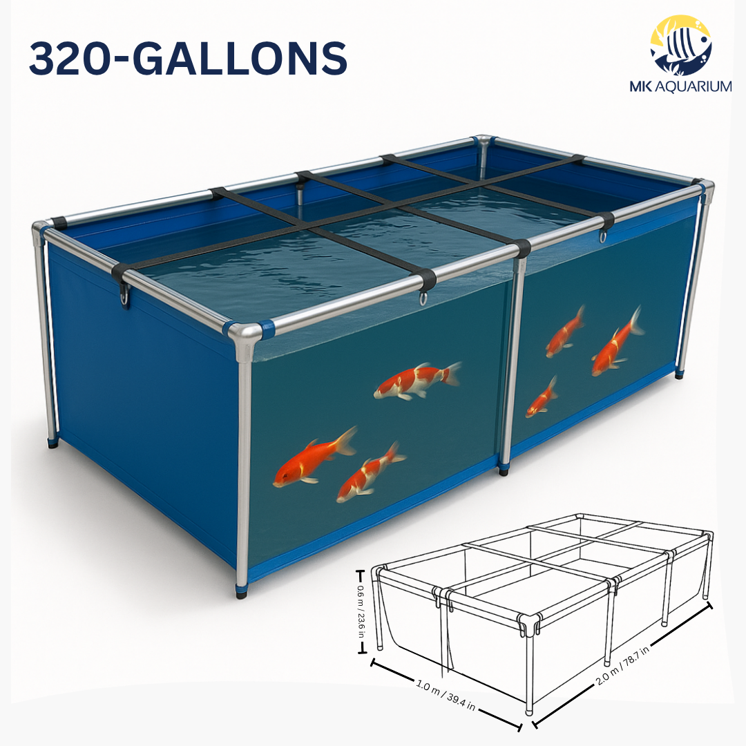 MK 320 Gallon Heavy-Duty Above Ground Fish Pond, Aquaculture & Fish Breeding Tank, Large Aquarium (78.7 x 39.4 x 23.6 in)