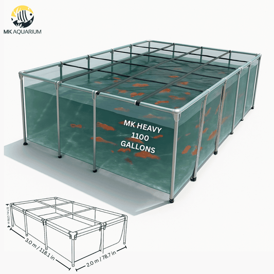 1100 Gallon Clear Sides Koi Tank – Large Aquarium for Aquaculture (118.1in × 78.7in × 27.6in)