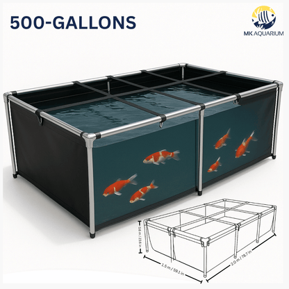 MK 500 Gallon Heavy-Duty Above Ground Fish Pond, Aquaculture & Fish Breeding Tank, Large Aquarium (78.7 x 59.1 x 23.6 in)