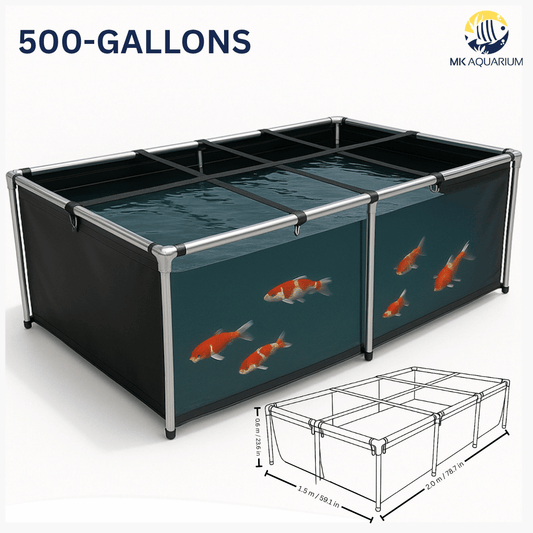 MK 500 Gallon Heavy-Duty Above Ground Fish Pond, Aquaculture & Fish Breeding Tank, Large Aquarium (78.7 x 59.1 x 23.6 in)