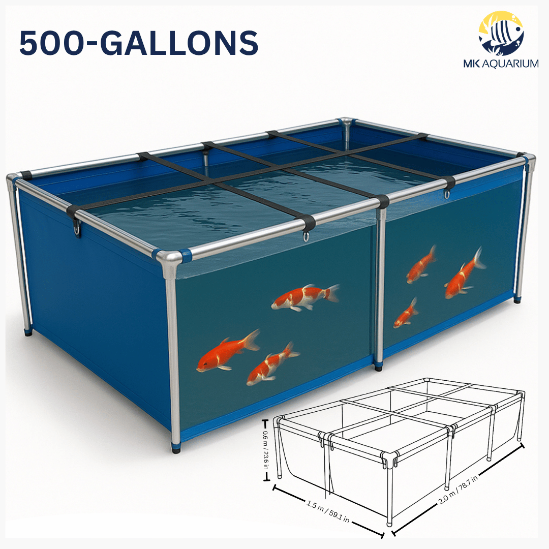 MK 500 Gallon Heavy-Duty Above Ground Fish Pond, Aquaculture & Fish Breeding Tank, Large Aquarium (78.7 x 59.1 x 23.6 in)