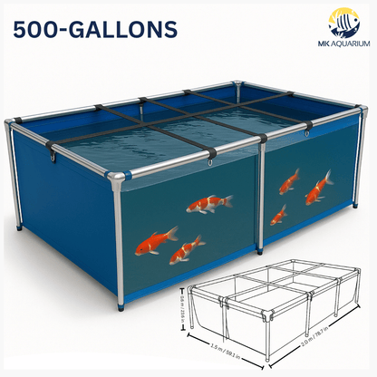 MK 500 Gallon Heavy-Duty Above Ground Fish Pond, Aquaculture & Fish Breeding Tank, Large Aquarium (78.7 x 59.1 x 23.6 in)