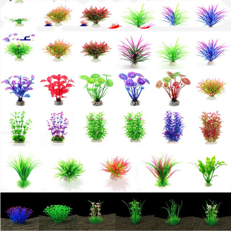 Aquarium Decoration Set with Artificial Plants and Rocks