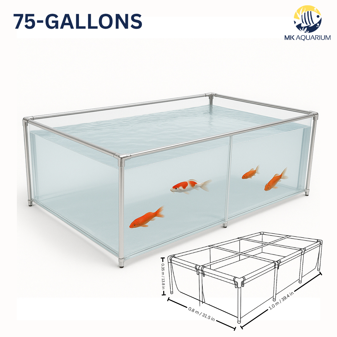 MK 75 Gallon Clear Sides Above Ground Fish Pond, Koi & Aquaculture Tank, Large Aquarium (39.4 x 31.5 x 13.8 in)