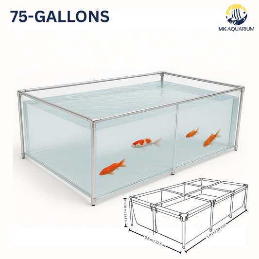 MK 75 Gallon Clear Sides Above Ground Fish Pond, Koi & Aquaculture Tank, Large Aquarium (39.4 x 31.5 x 13.8 in)