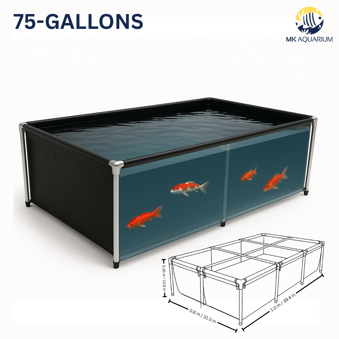 MK 75 Gallon Heavy-Duty Above Ground Fish Pond, Aquaculture & Fish Breeding Tank, Large Aquarium (39.4 x 31.5 x 13.8 in)
