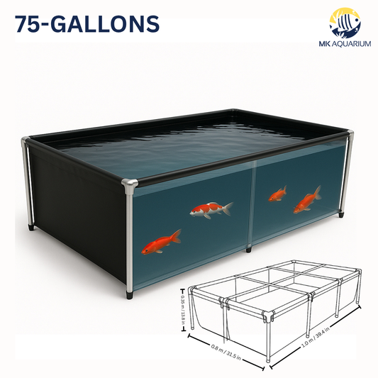 MK 75 Gallon Heavy-Duty Above Ground Fish Pond, Aquaculture & Fish Breeding Tank, Large Aquarium (39.4 x 31.5 x 13.8 in)