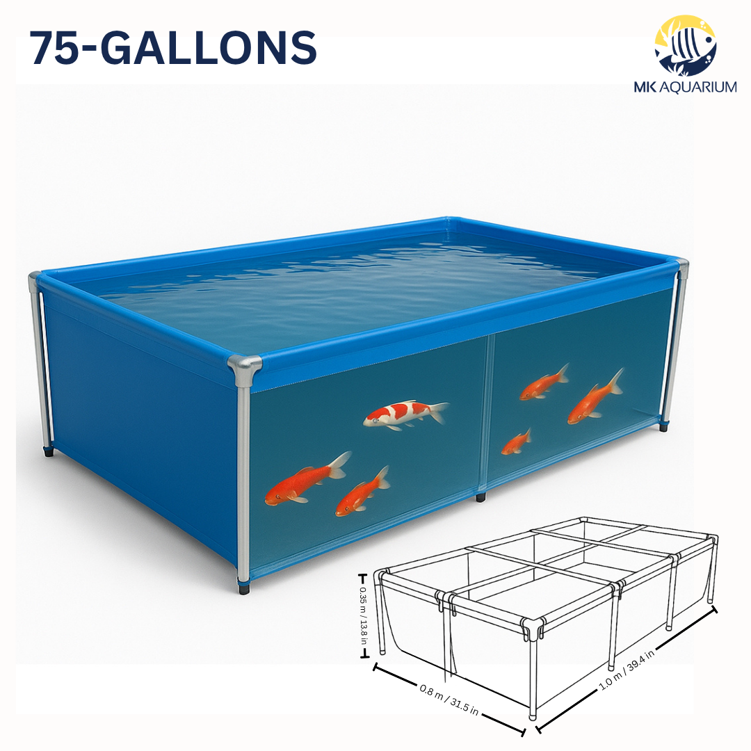 MK 75 Gallon Heavy-Duty Above Ground Fish Pond, Aquaculture & Fish Breeding Tank, Large Aquarium (39.4 x 31.5 x 13.8 in)
