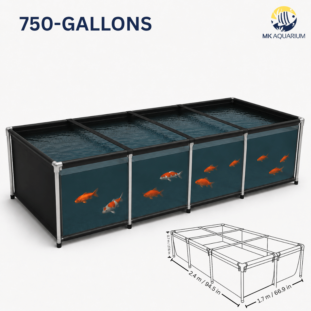 MK 750 Gallon Heavy-Duty Above Ground Fish Pond, Aquaculture & Fish Breeding Tank, Large Aquarium (94.5 x 66.9 x 27.6 in)