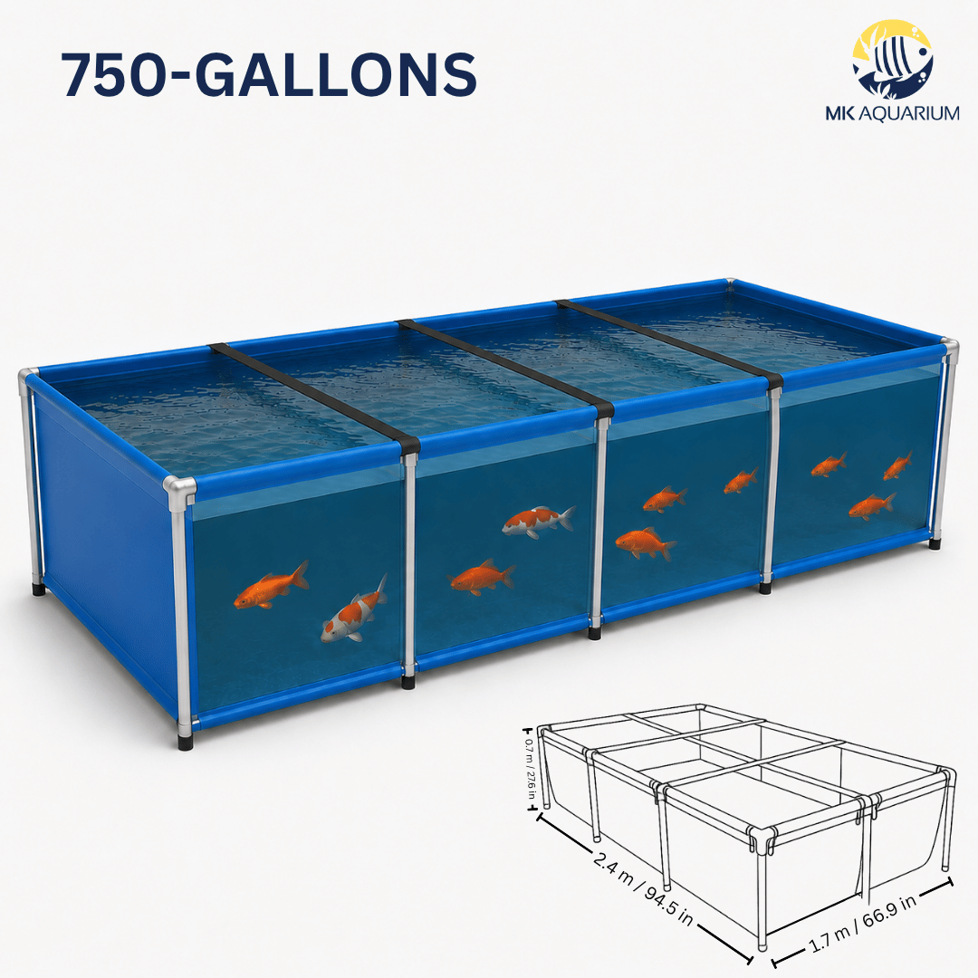 MK 750 Gallon Heavy-Duty Above Ground Fish Pond, Aquaculture & Fish Breeding Tank, Large Aquarium (94.5 x 66.9 x 27.6 in)