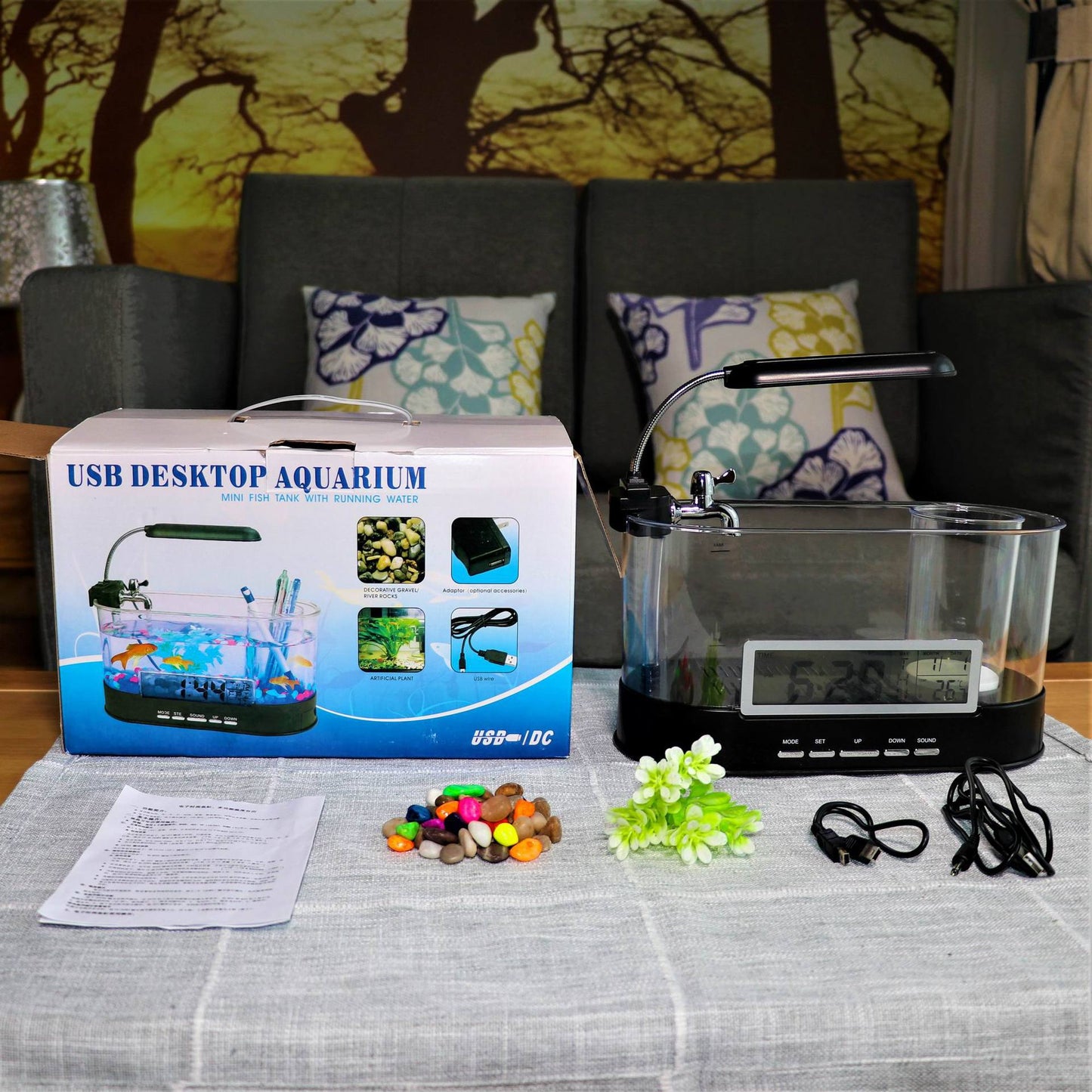 Mini USB Desktop Aquarium with Alarm