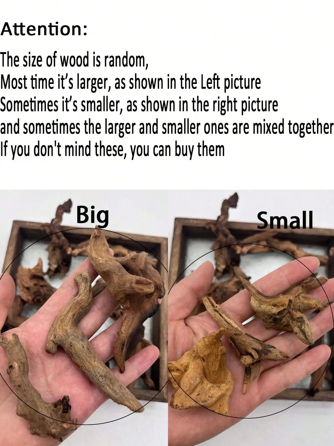 5–10cm Natural Driftwood Tree Trunk – Aquarium Decoration Sunken Wood Landscaping Ornament for Fish Tanks (Random Shape)