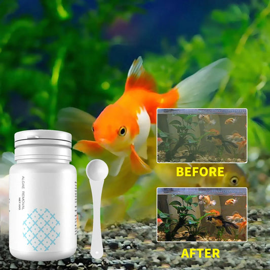 Aquarium Algae Cleaning Tablets – 50-Piece Moss & Odor Remover | Water Purifier & Algaecide Treatment with Spoon