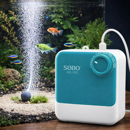 SOBO Silent Aquarium Oxygen Pump – 5W Adjustable Air Volume, High-Power Aerator for Fish Tanks, Deep-Water Oxygenation 220V