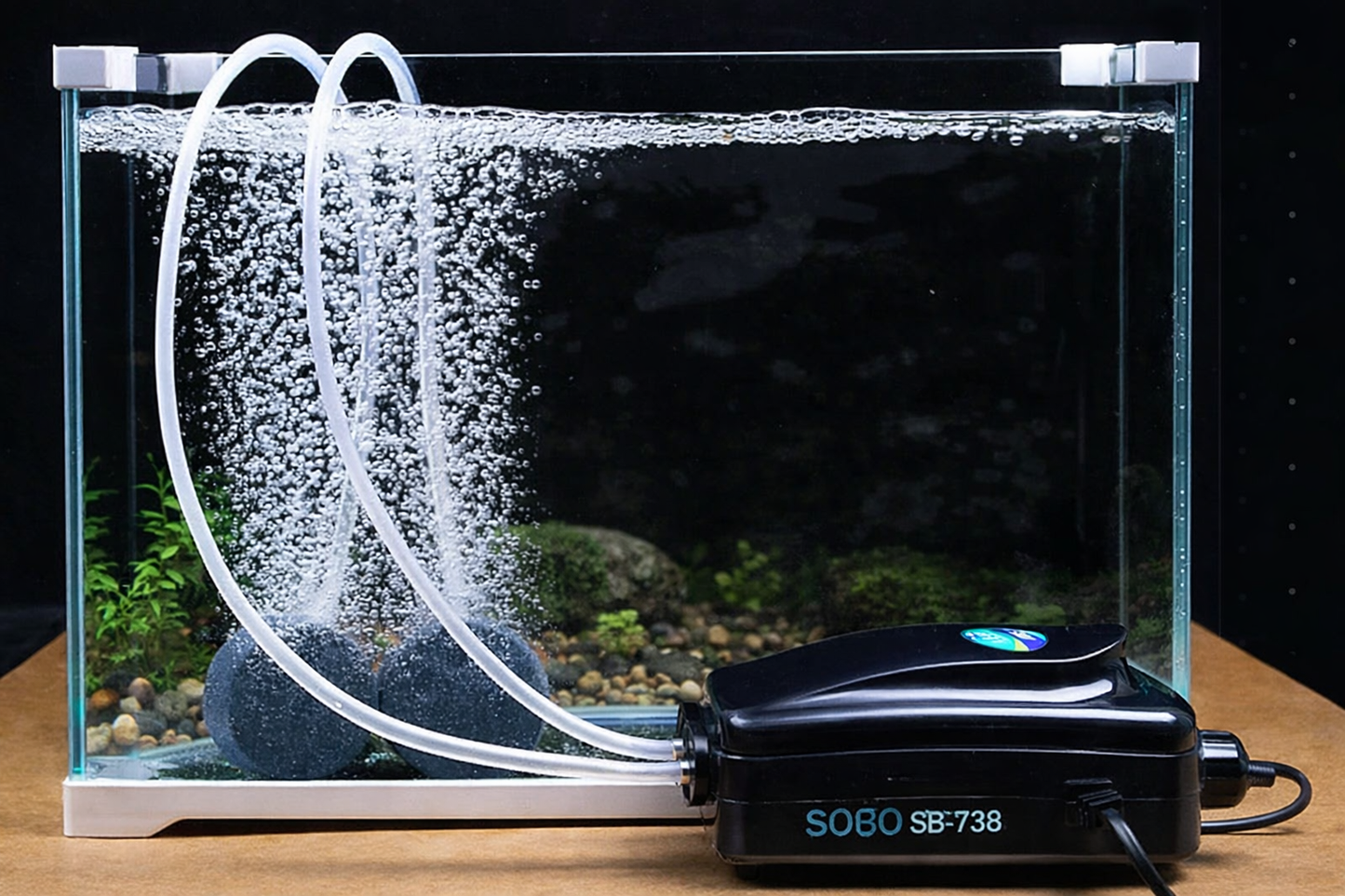 SOBO SB-738 Aquarium Oxygen Pump – Dual Outlet 3.5W Adjustable High-Power Air Pump for 50–60cm Tanks