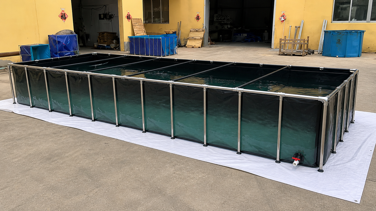 Rectangular Galvanized Frame Black Fish Farming Tank with Clear Panel