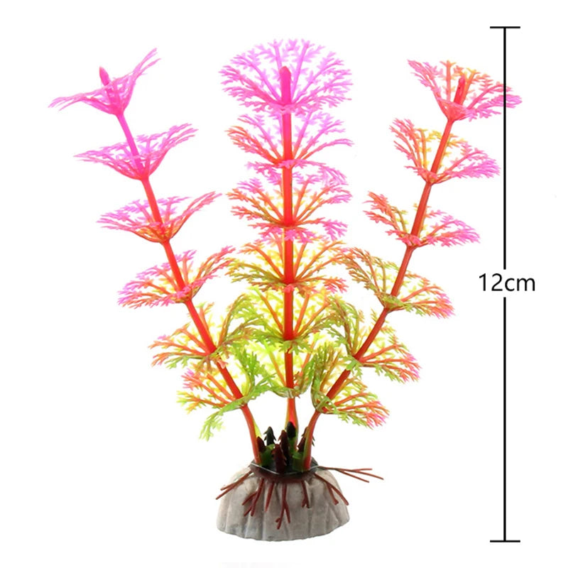 Artificial Underwater Aquarium Plant – Plastic Aquatic Shrub with Resin Base for Fish Tank Decoration