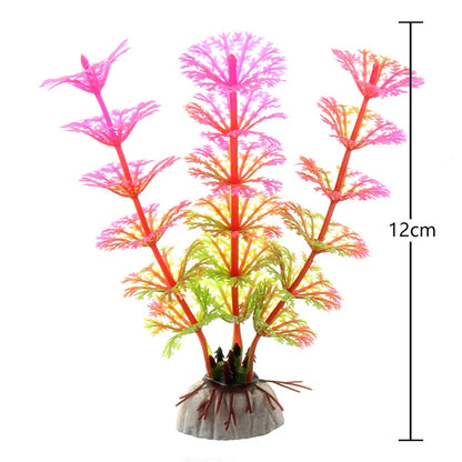 Artificial Underwater Aquarium Plant – Plastic Aquatic Shrub with Resin Base for Fish Tank Decoration