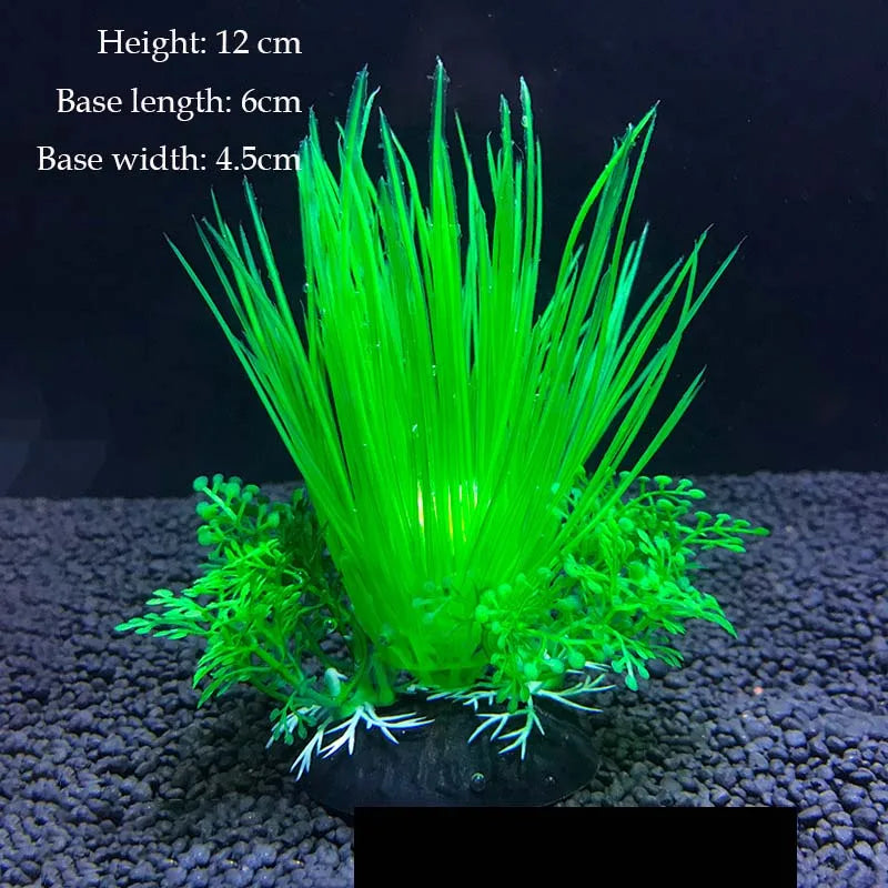 Artificial Underwater Aquarium Plant – Plastic Aquatic Shrub with Resin Base for Fish Tank Decoration