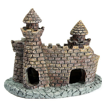 Resin Castle Aquarium Ornament – Stone Island Fortress Decor for Fish Tanks