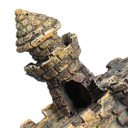 Resin Castle Aquarium Ornament – Stone Island Fortress Decor for Fish Tanks