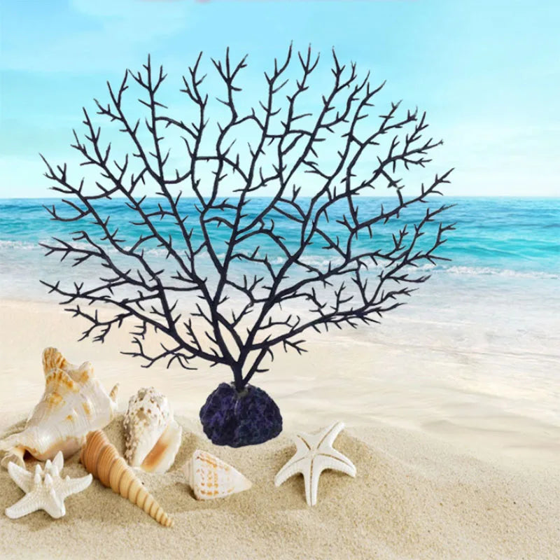Artificial Coral Fan Aquarium Ornament – Tree-Shape Decorative Coral for Freshwater and Saltwater Tanks