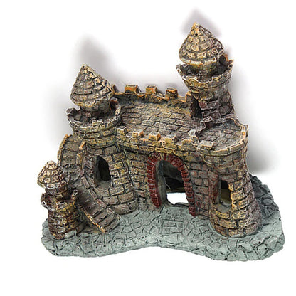 Resin Castle Aquarium Ornament – Stone Island Fortress Decor for Fish Tanks