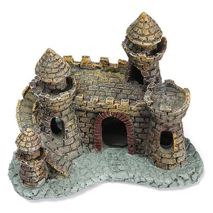 Resin Castle Aquarium Ornament – Stone Island Fortress Decor for Fish Tanks