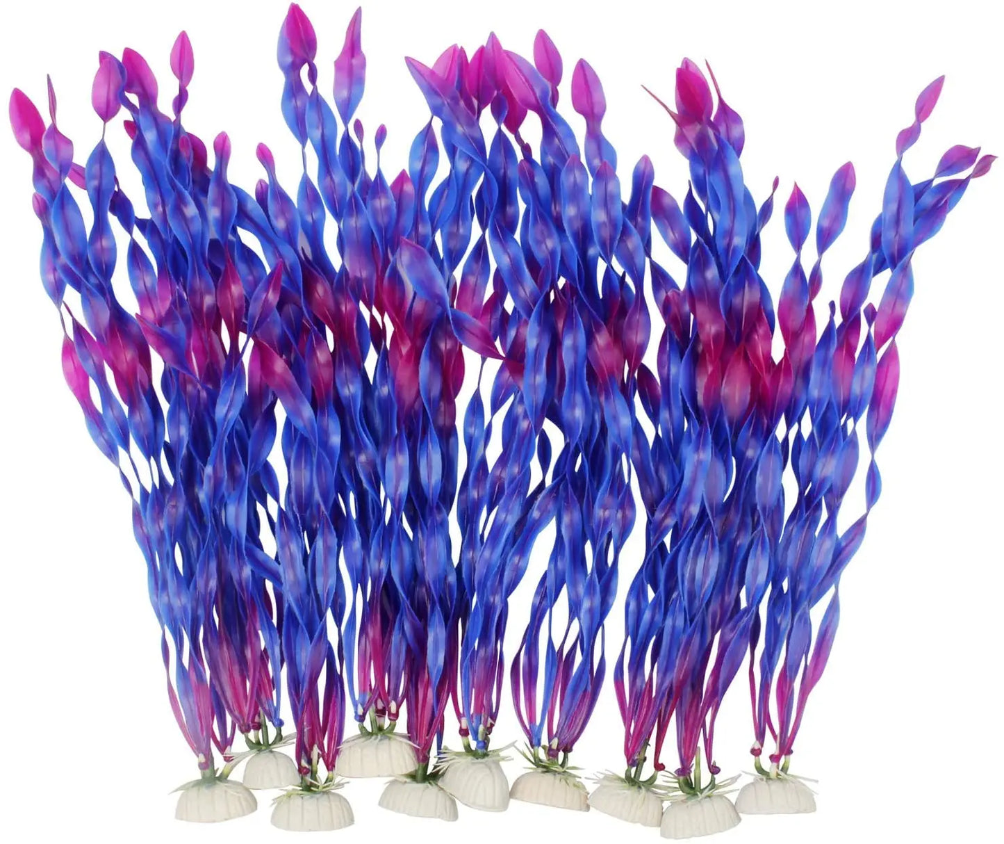 Artificial Aquarium Plants – 5pcs / 10pcs Plastic Aquatic Plants with Ceramic Base for Fish Tank Decoration