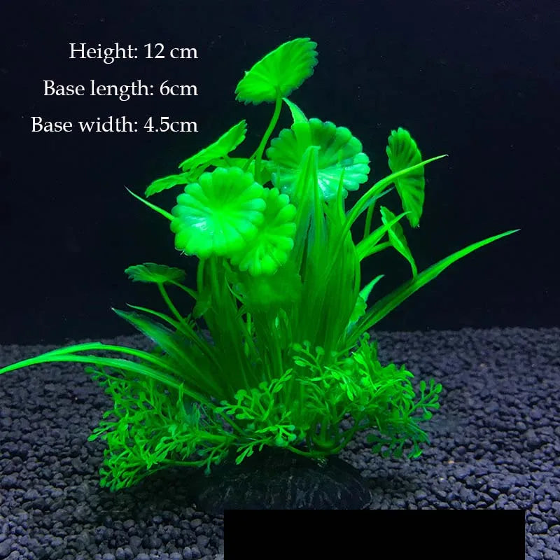 Artificial Underwater Aquarium Plant – Plastic Aquatic Shrub with Resin Base for Fish Tank Decoration