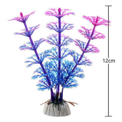Artificial Underwater Aquarium Plant – Plastic Aquatic Shrub with Resin Base for Fish Tank Decoration